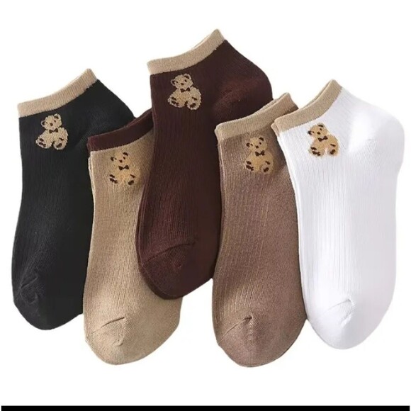 BROWN teddy bear ankle socks bundle tan neutral color - Picture 5 of 5